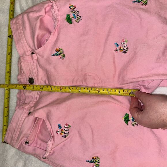 The Quacker Factory Vintage M Womens Straight Leg Pink Embroidered Pants STAIN - Picture 8 of 10